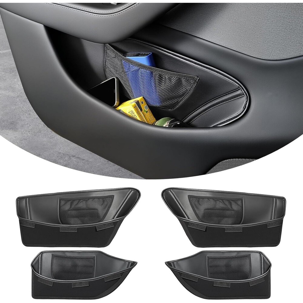 Tesla New Model Y (Juniper) Door Side Organizers PU Leather Door Storage Box ...